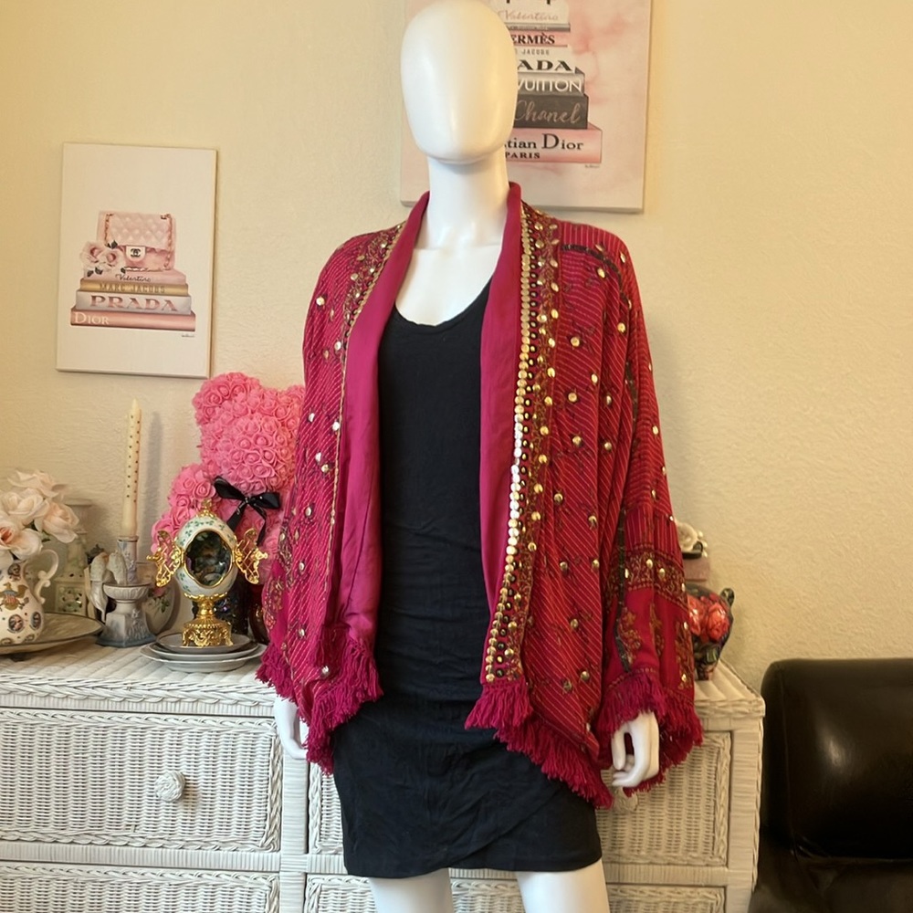 Free People pink Embellished Cardigan